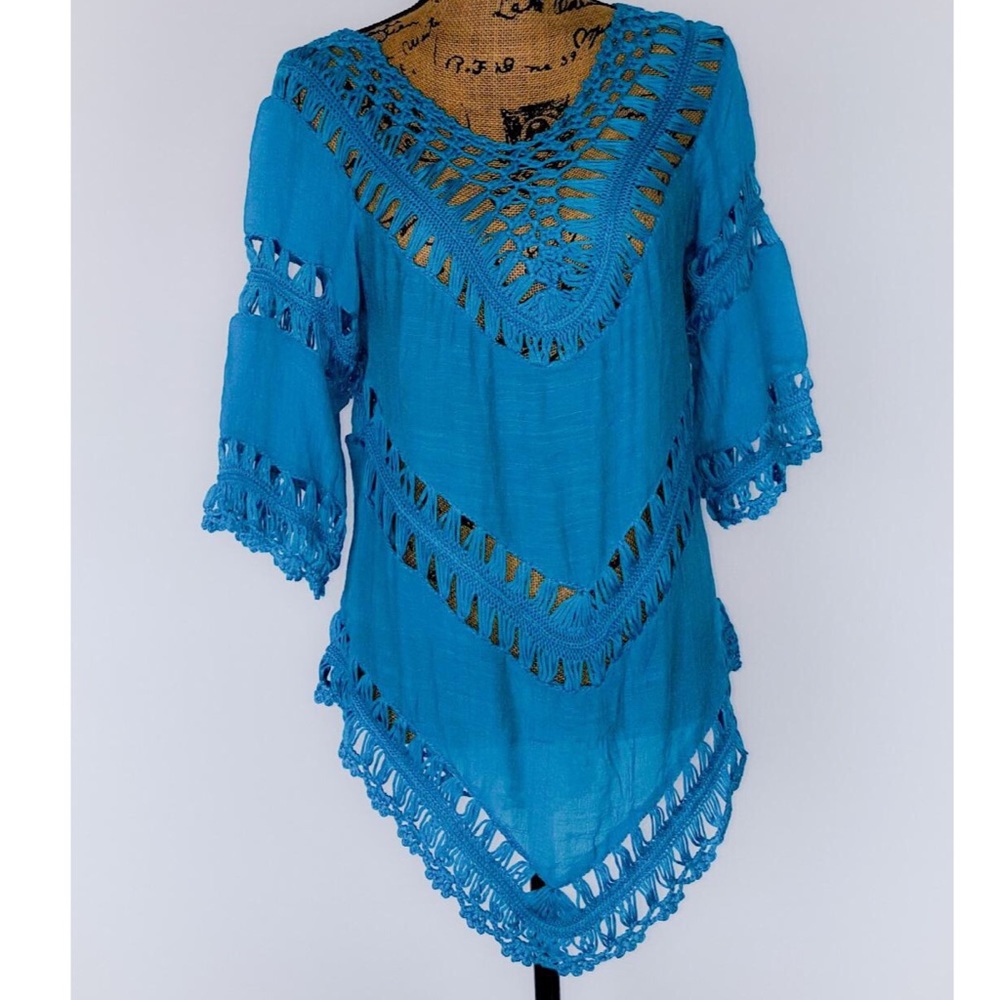 Vivid Importers of NY Women’s Turquoise 3/4 Sleeve Beach Swim Coverup